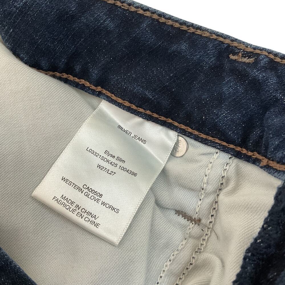 Silver Jeans Co. Elyse Curvy Mid Rise Slim Cuffed Crop Jeans Dark Wash Size 27 - Picture 5 of 11